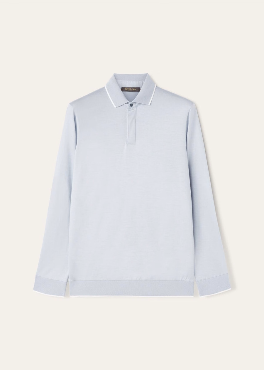 Waitaki Wish® wollen poloshirt in de kleur Dewdrop Blue