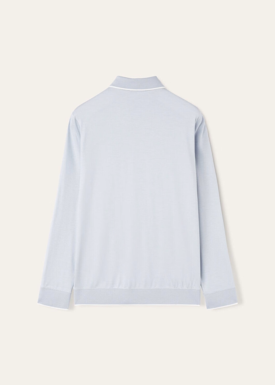 Waitaki Wish® wollen poloshirt in de kleur Dewdrop Blue