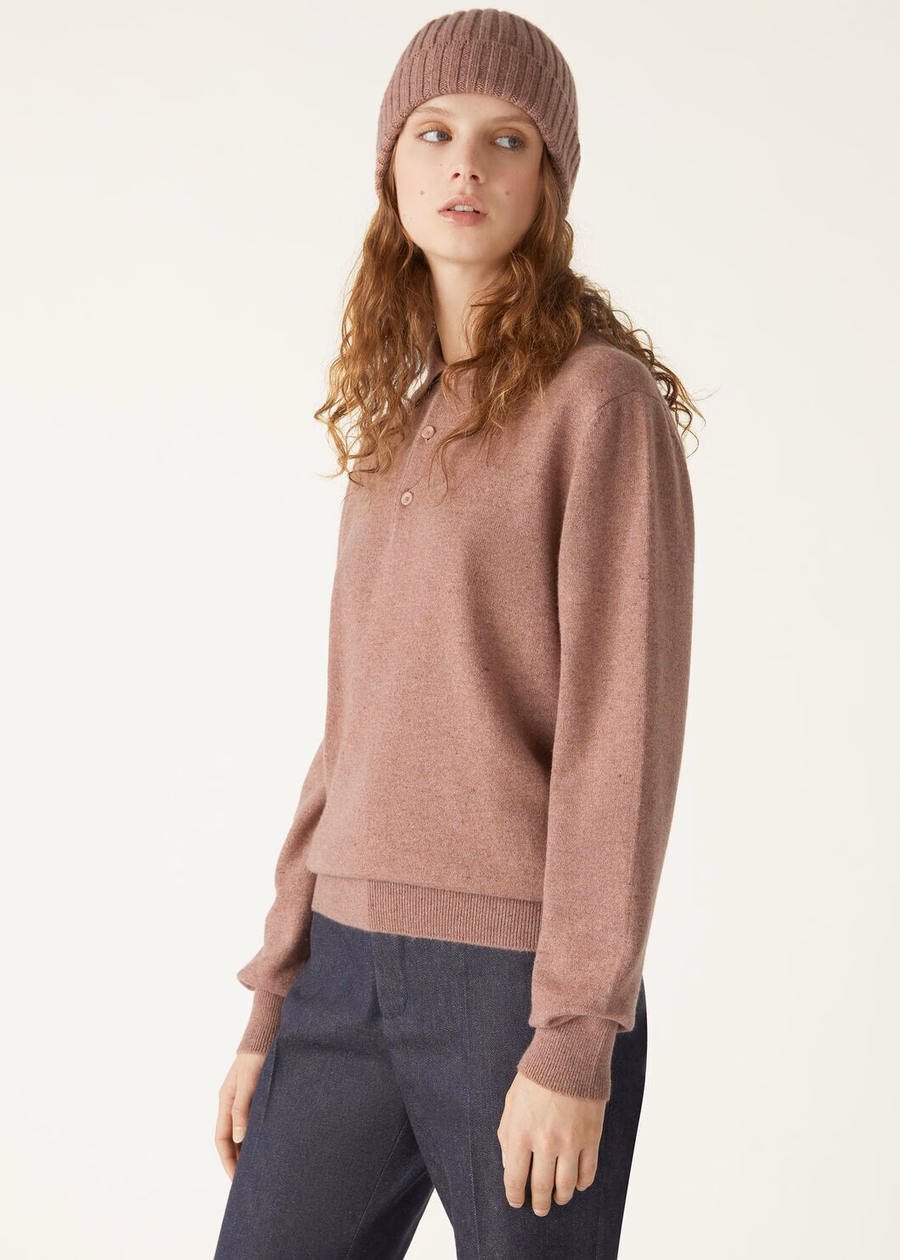 Loro Cashmere Red Sand Mel poloshirt