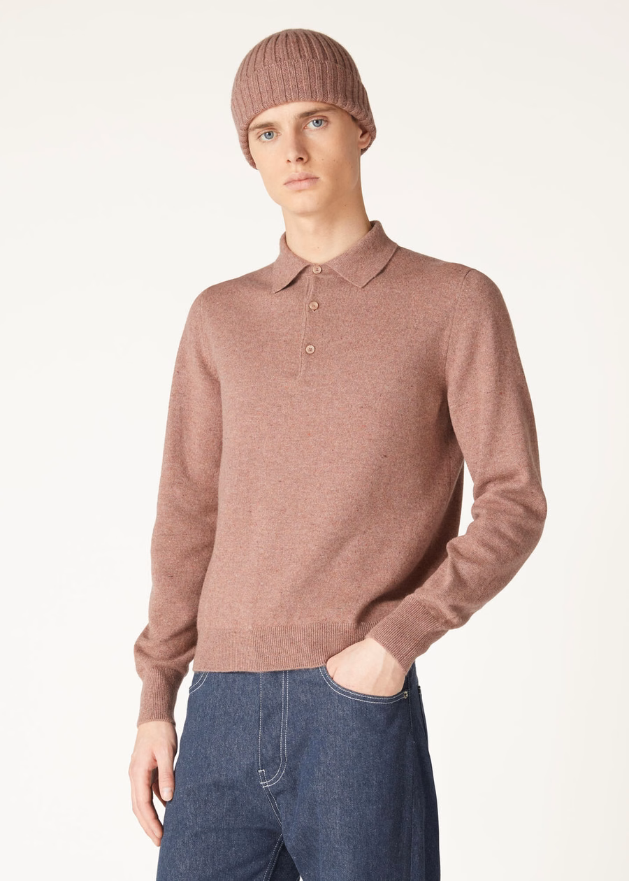 Loro Cashmere Red Sand Mel poloshirt
