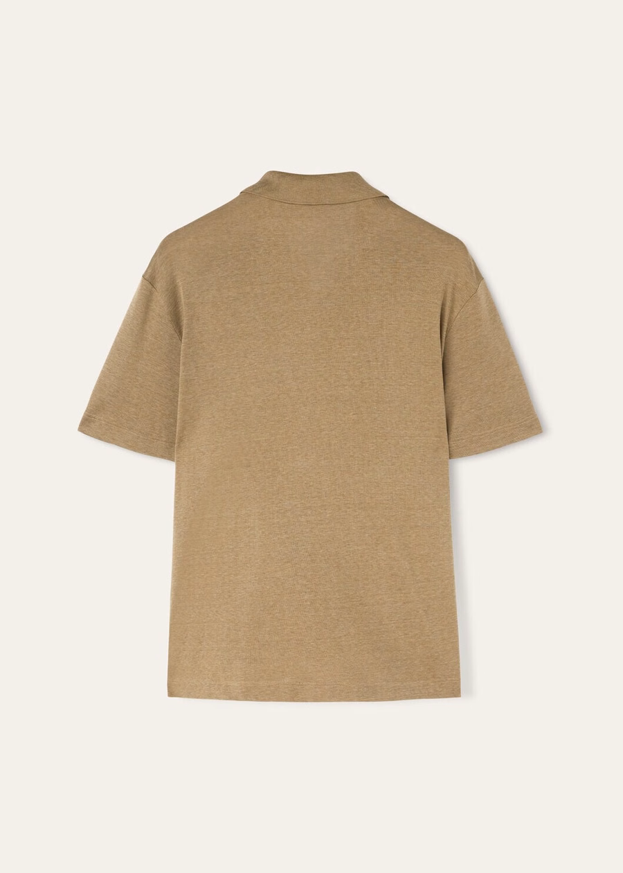 Valpiana polo shirt van katoen en zijde in stoffig kaki