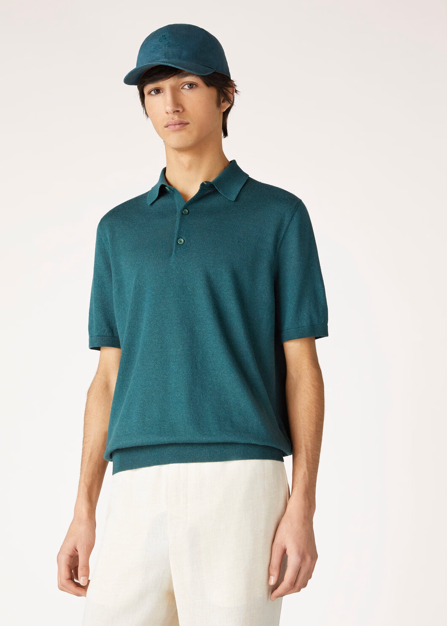 Cruise kasjmier poloshirt in spirulinagroen