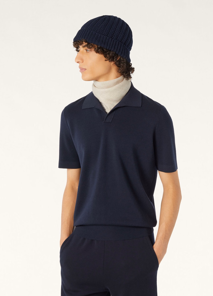Empire Wish® wollen poloshirt in marineblauw