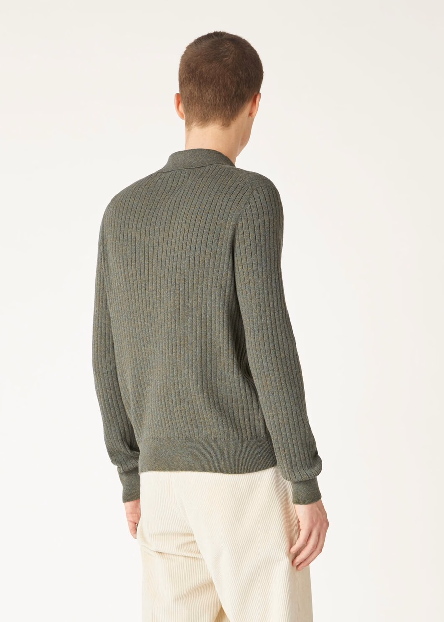 Lexington Baby Cashmere Dusky Moss Melange Polo Shirt