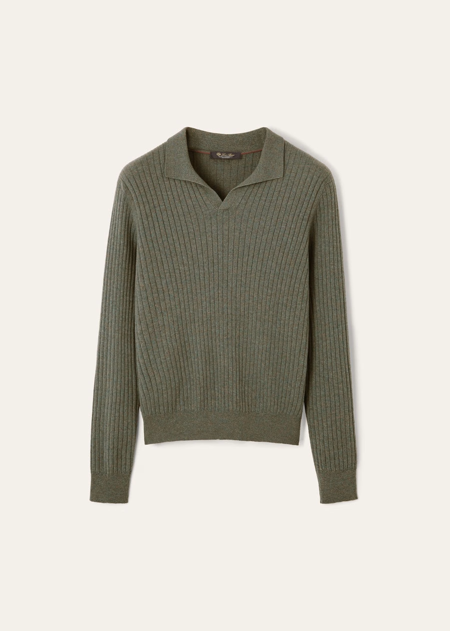 Lexington Baby Cashmere Dusky Moss Melange Polo Shirt