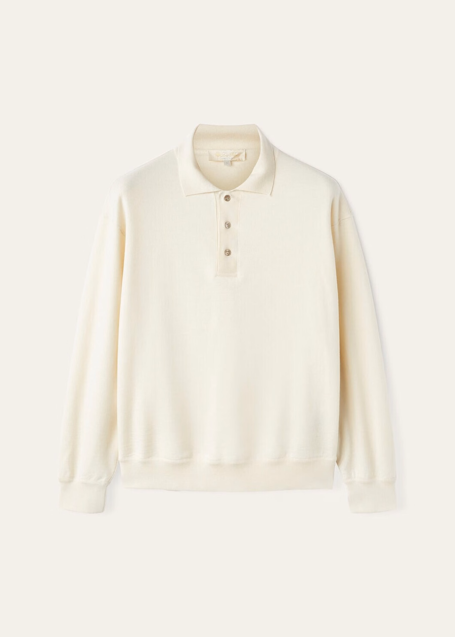 Cocooning kasjmier vanille ivoor poloshirt