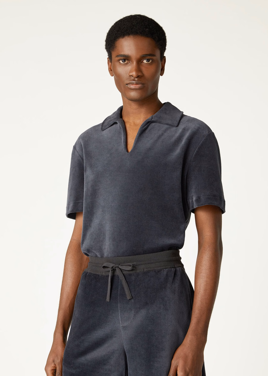 Duggia Polo Shirt van katoen en zijde in de kleur Shadowed Sky