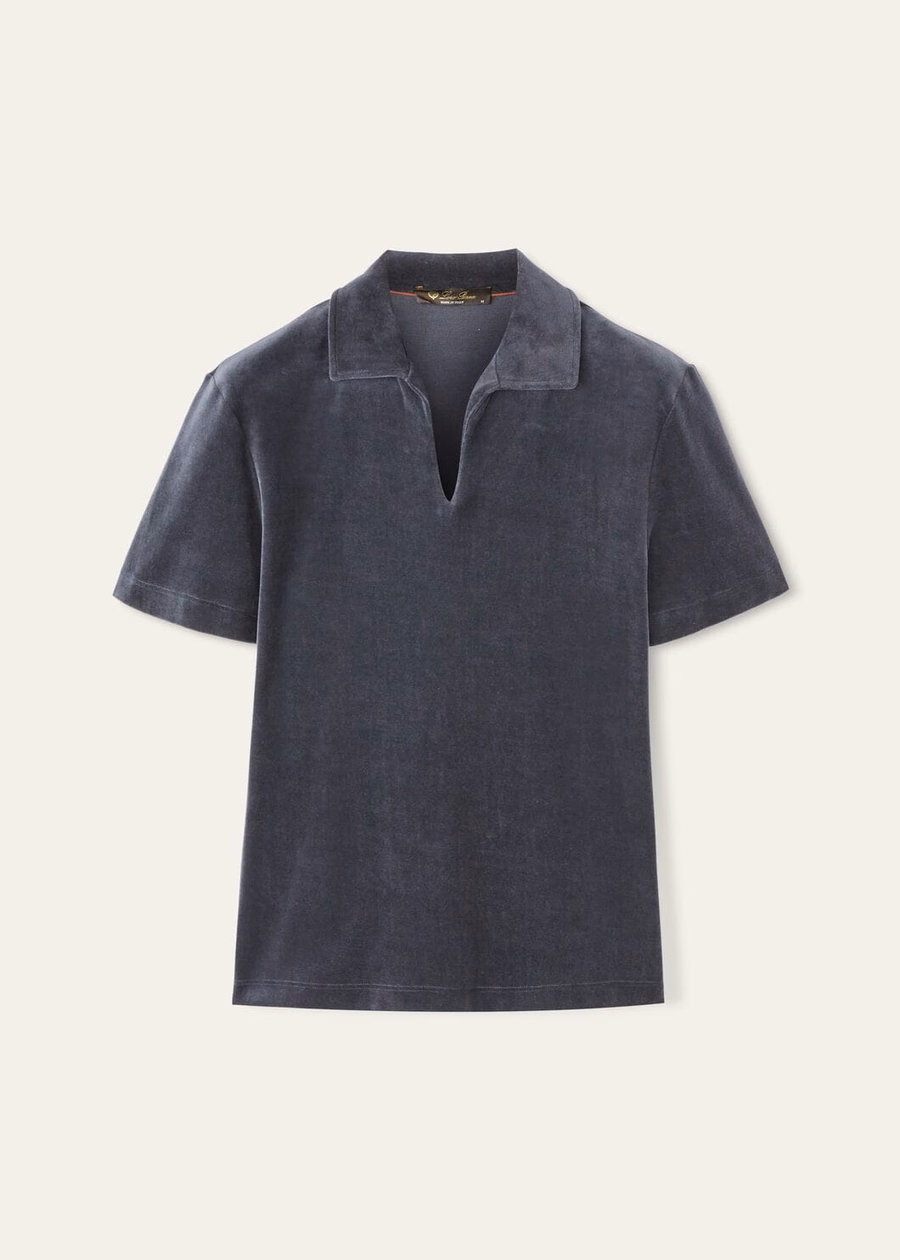 Duggia Polo Shirt van katoen en zijde in de kleur Shadowed Sky