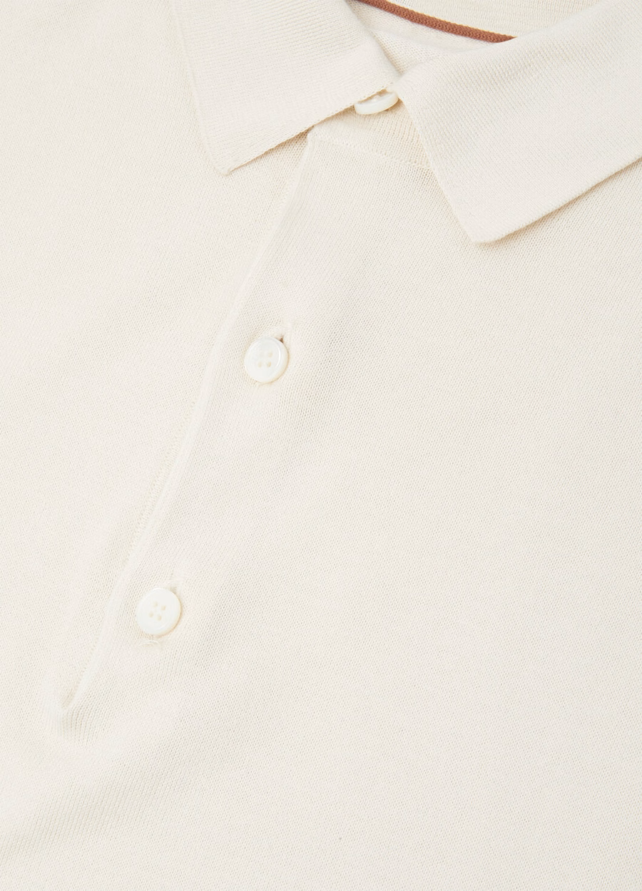 Ice Wish katoenen winterpoloshirt in zandkleur