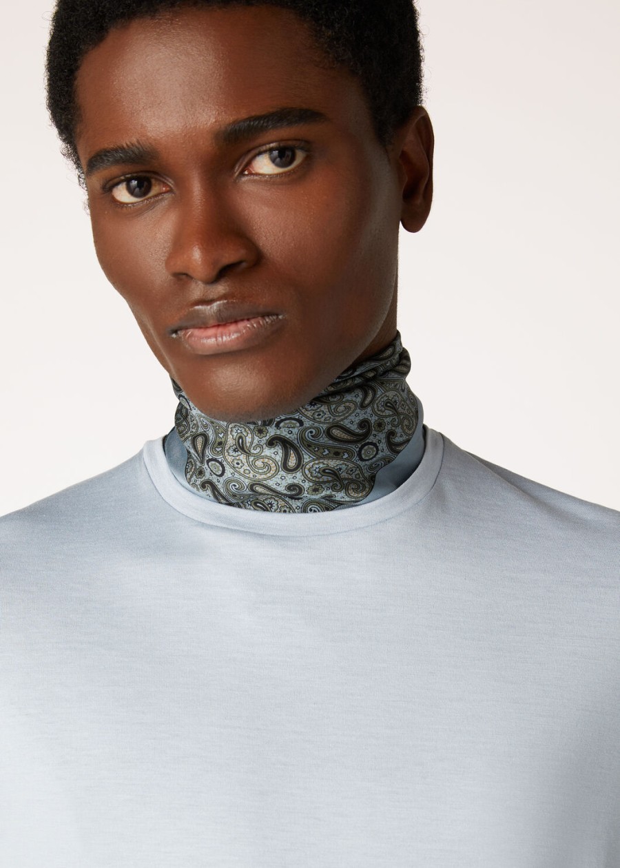 zacht katoenen zijden t-shirt met dauwdruppelprint blauw