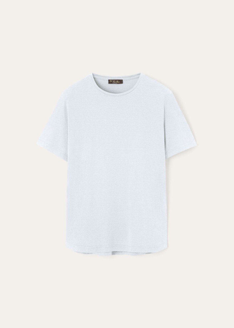 zacht katoenen zijden t-shirt met dauwdruppelprint blauw