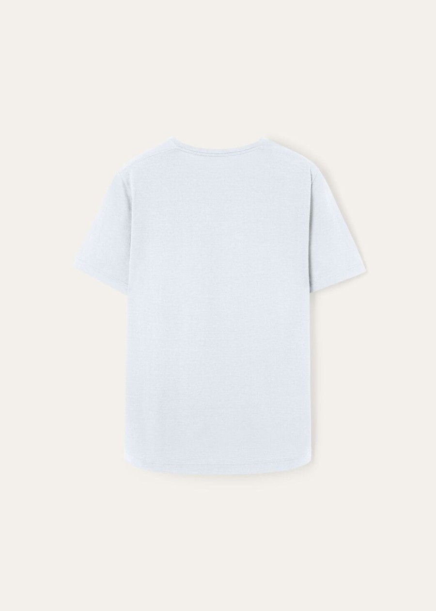 zacht katoenen zijden t-shirt met dauwdruppelprint blauw