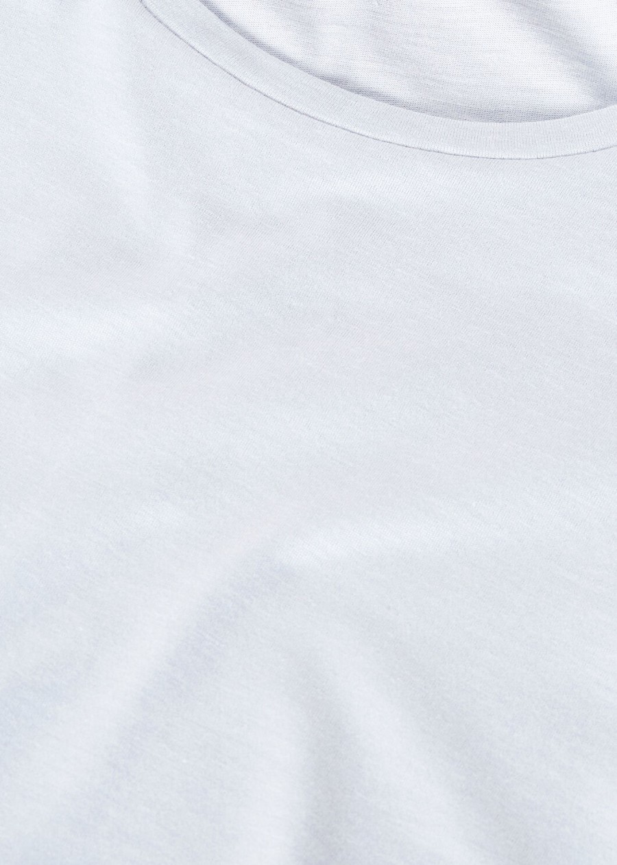 zacht katoenen zijden t-shirt met dauwdruppelprint blauw