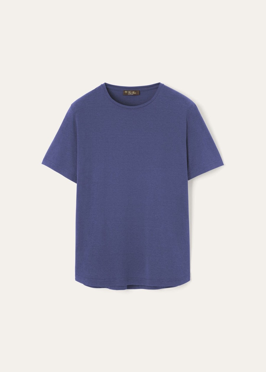 zacht katoen-zijden t-shirt delftsblauw