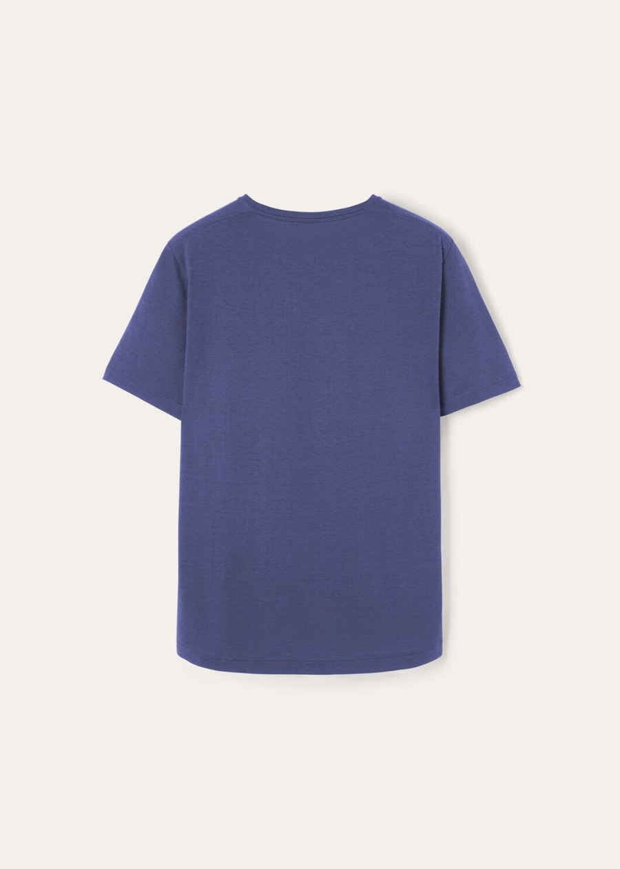 zacht katoen-zijden t-shirt delftsblauw