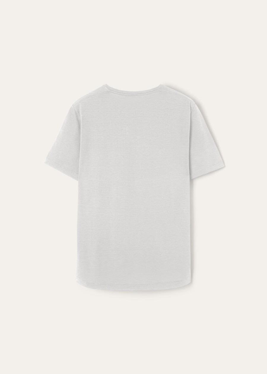 zacht t-shirt van katoen en zijde zilvergrijs.