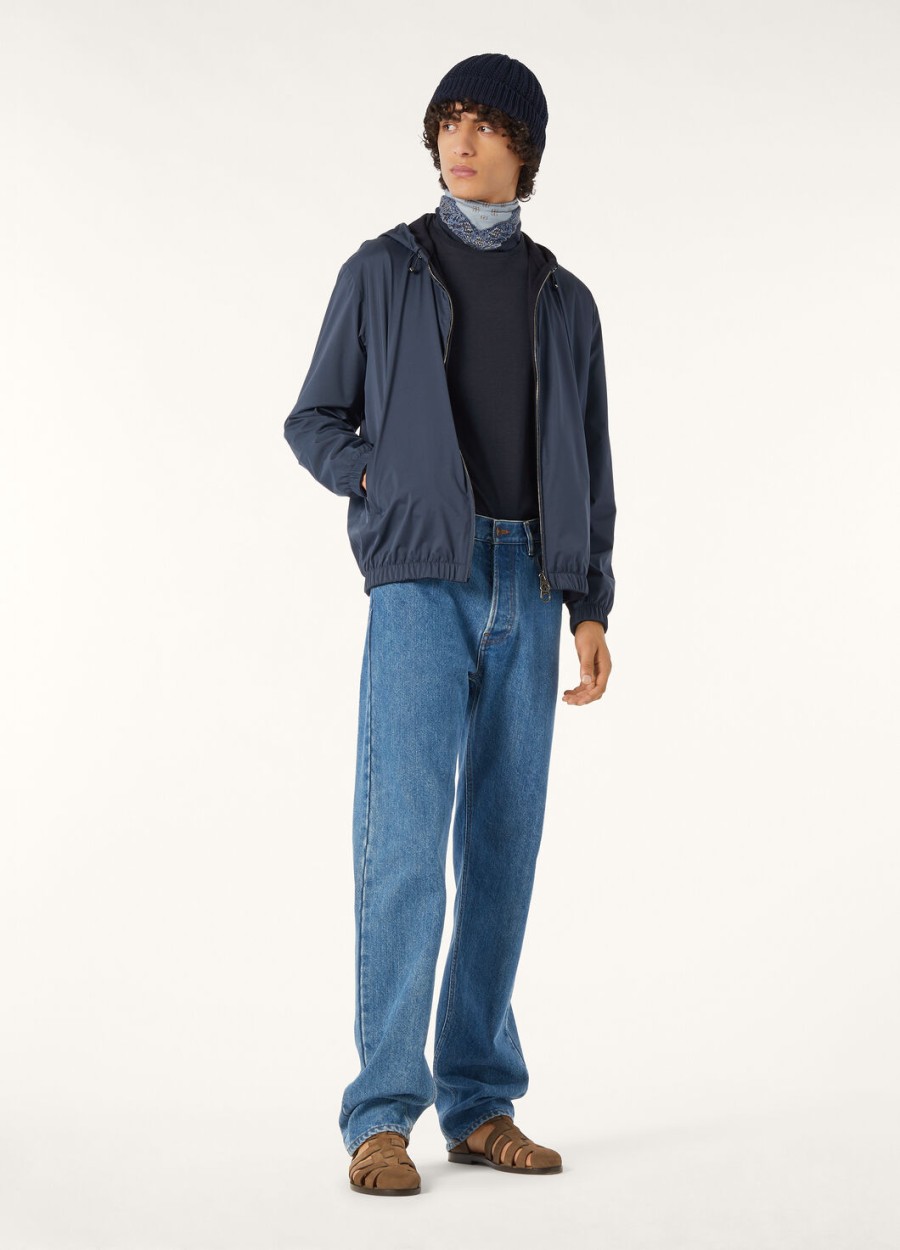 zacht katoen-zijden t-shirt in marineblauw