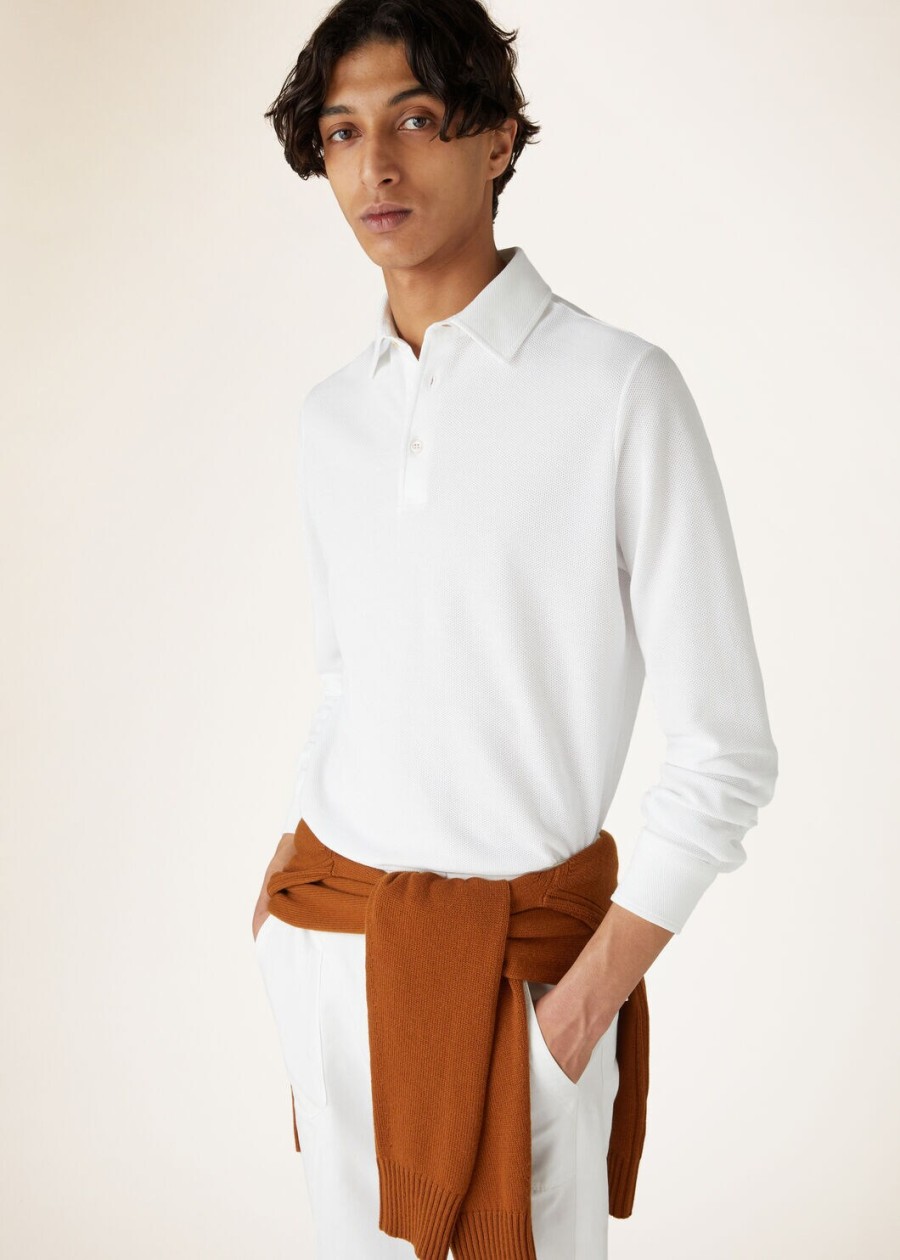 optisch witte katoenen poloshirt