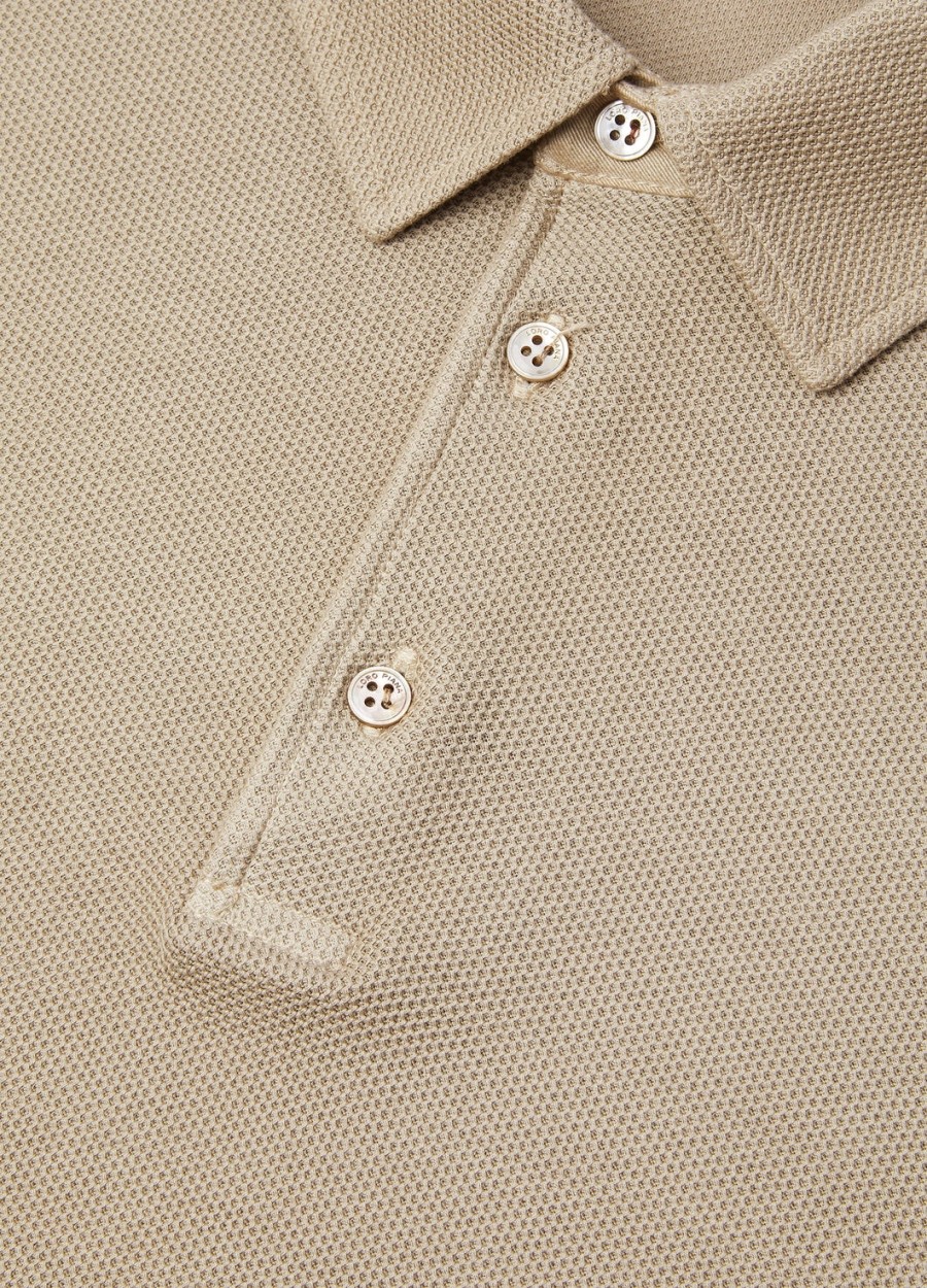beige poloshirt van kwartsietkleurig katoen