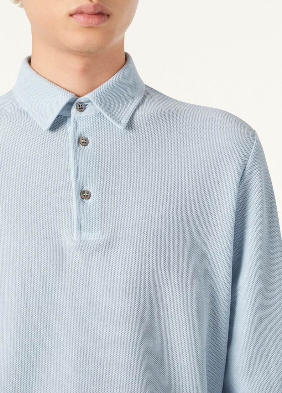 lichtblauwe katoenen poloshirt