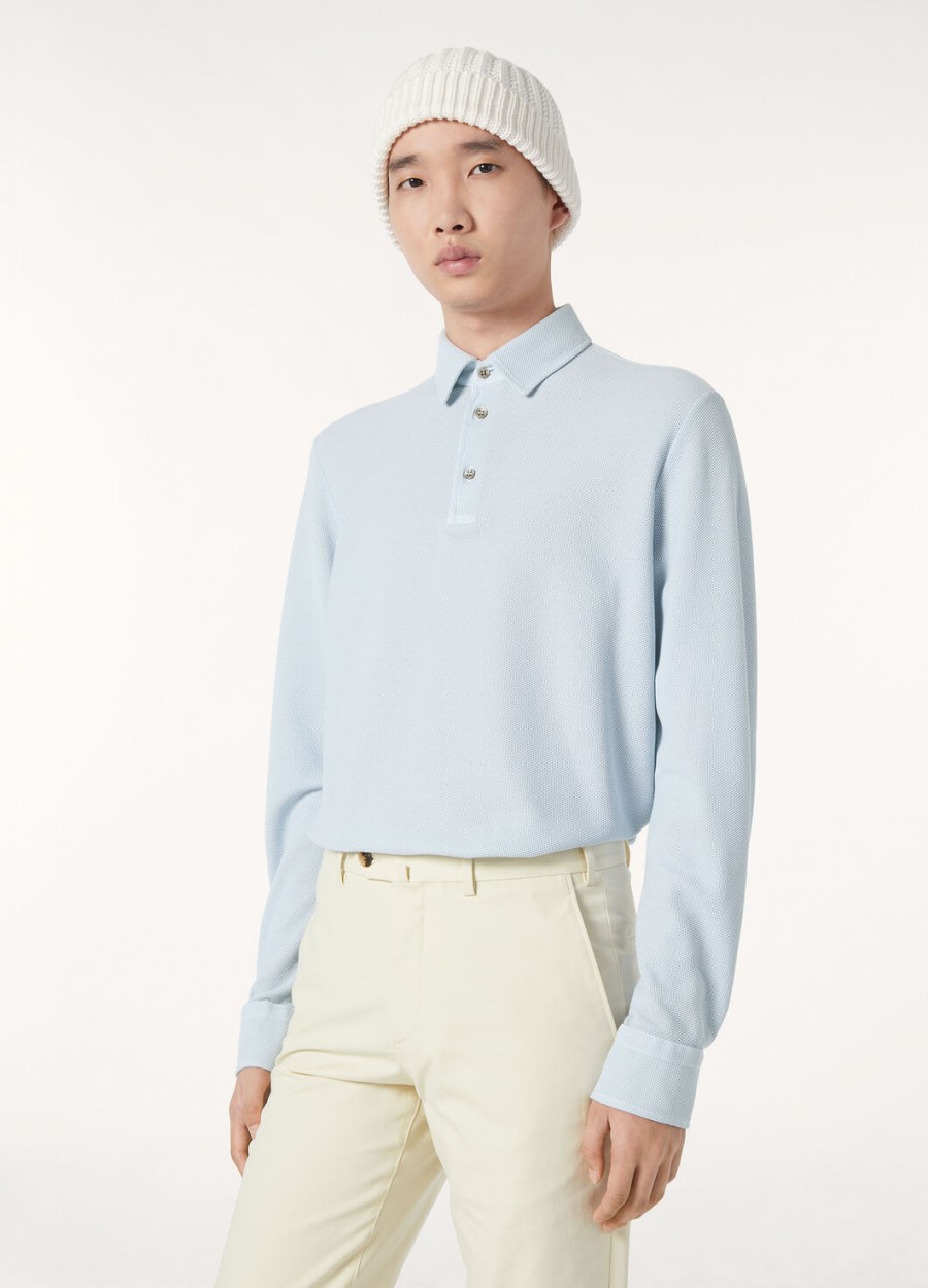 lichtblauwe katoenen poloshirt