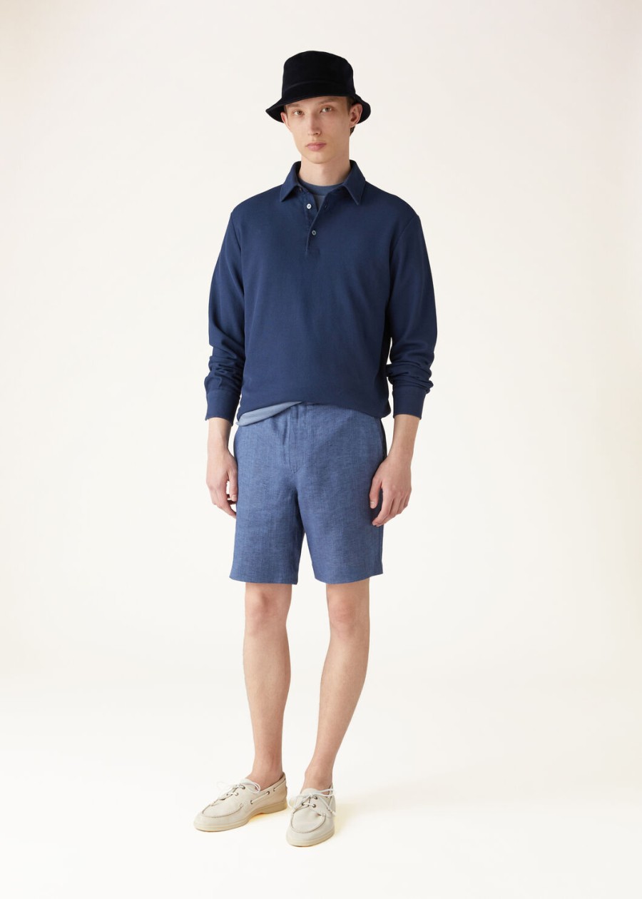 donker oceaanblauwe katoenen poloshirt