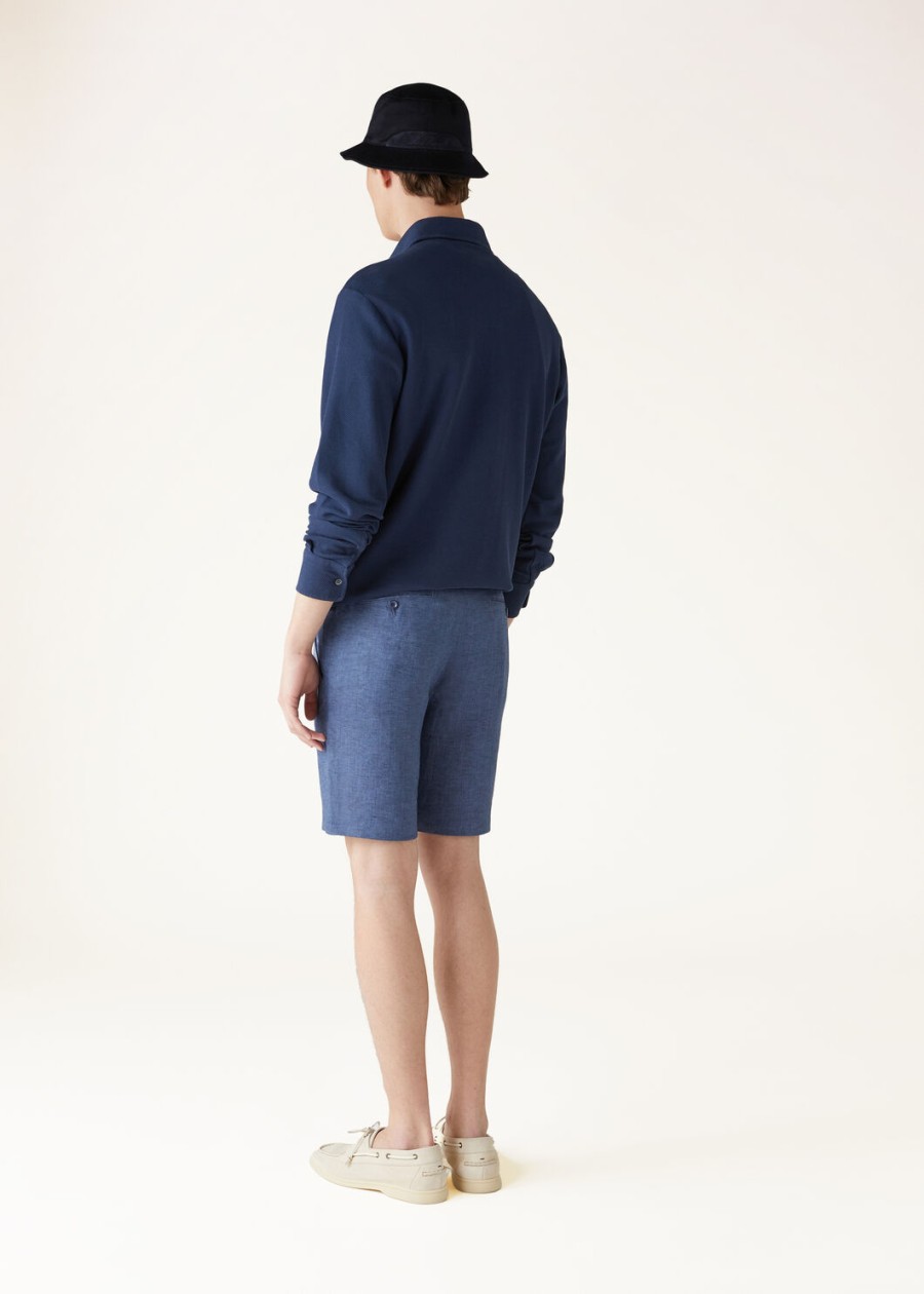 donker oceaanblauwe katoenen poloshirt