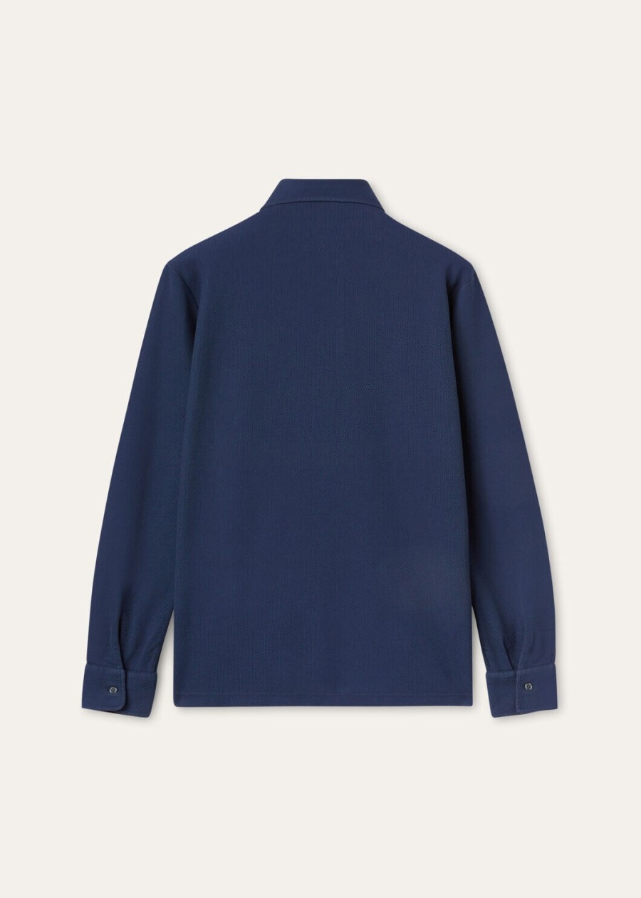 donker oceaanblauwe katoenen poloshirt