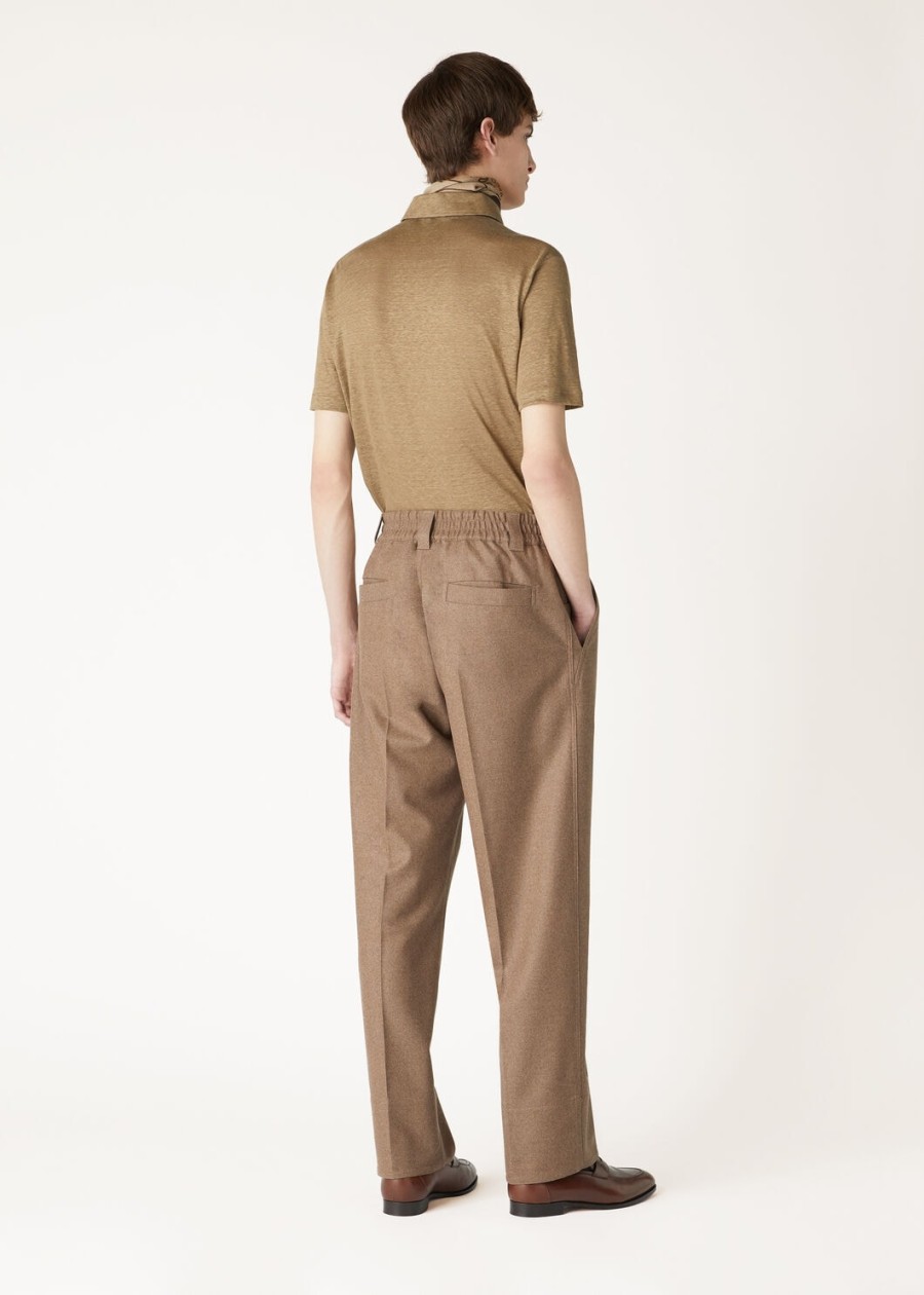 linnen poloshirt in stoffige kaki