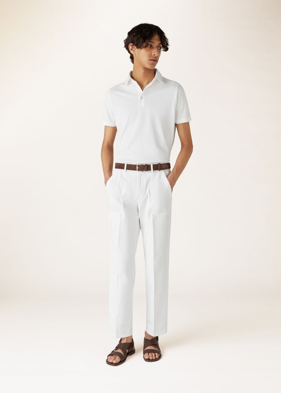 optisch witte katoenen poloshirt