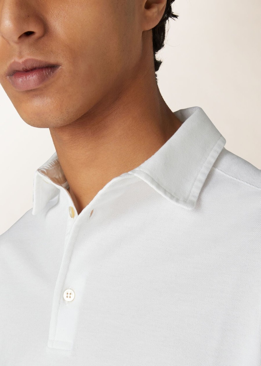 optisch witte katoenen poloshirt