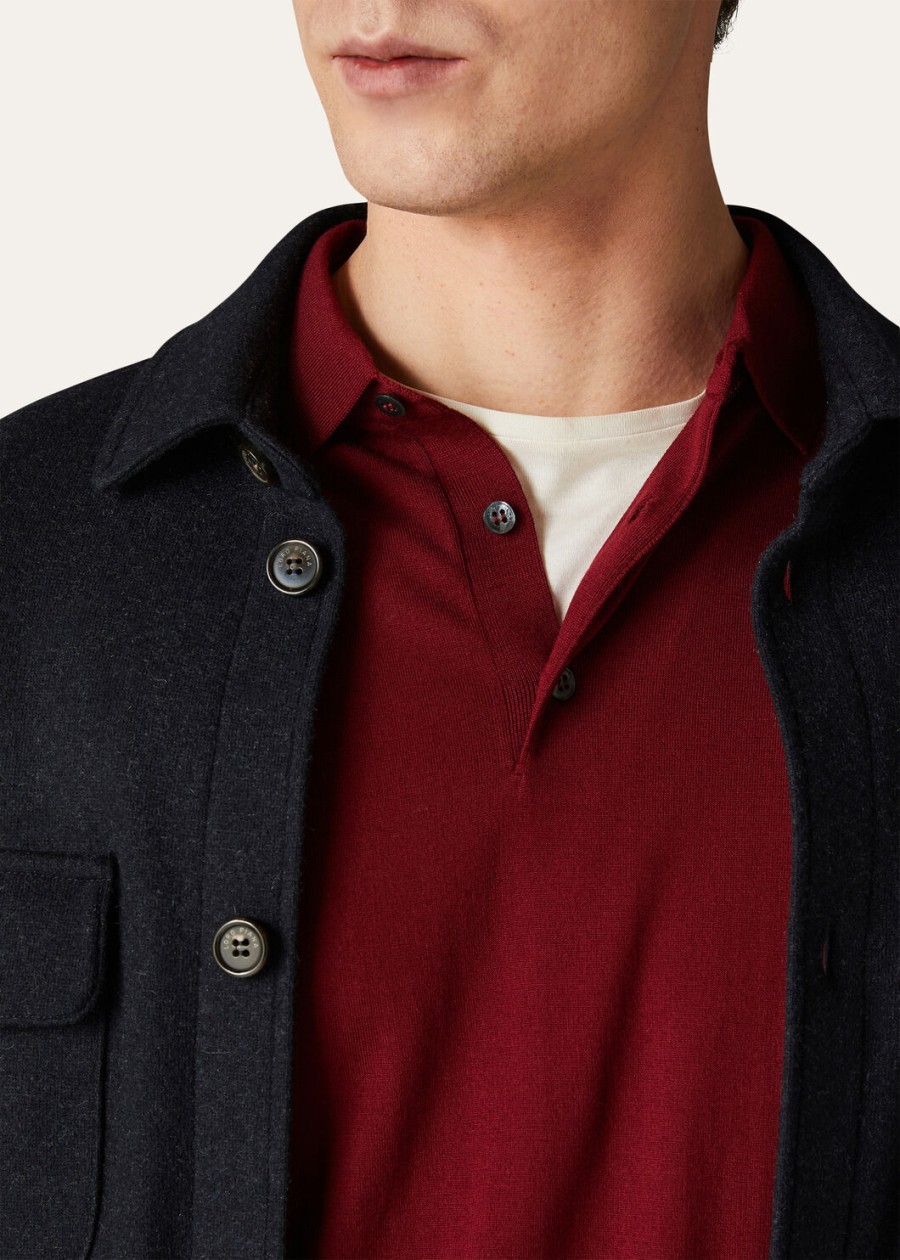 wish wollen poloshirt effen tibetaans rood