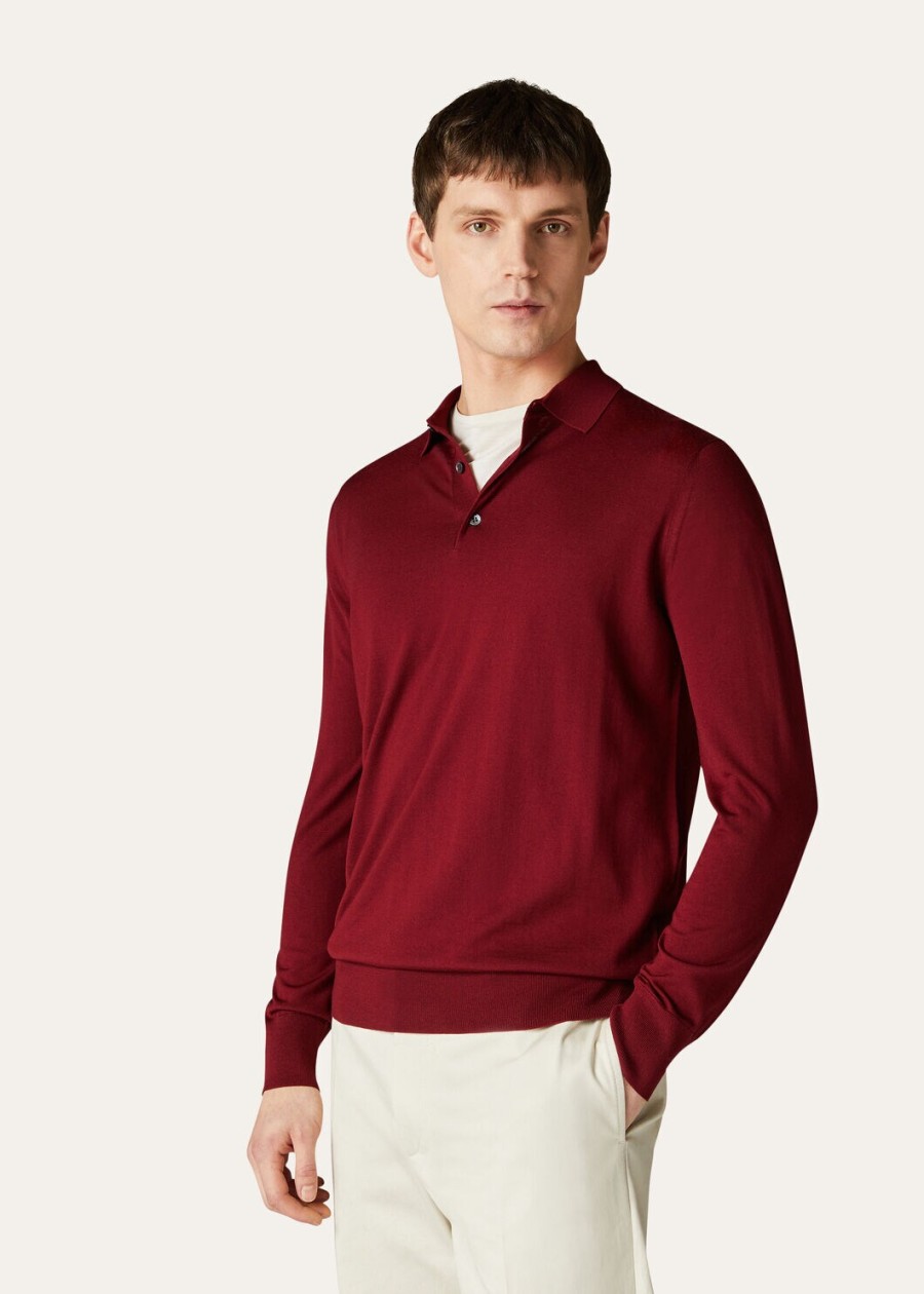 wish wollen poloshirt effen tibetaans rood