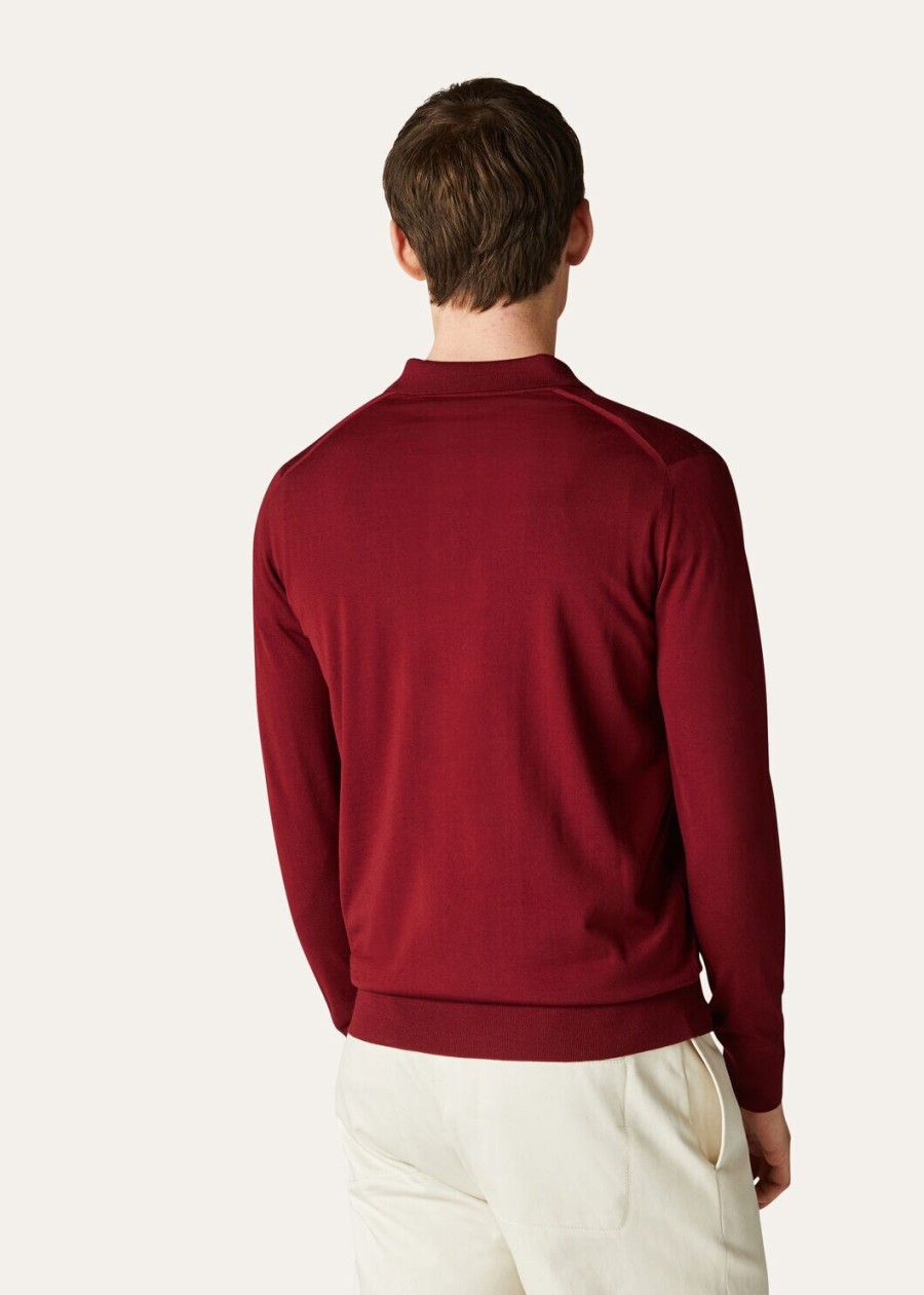 wish wollen poloshirt effen tibetaans rood