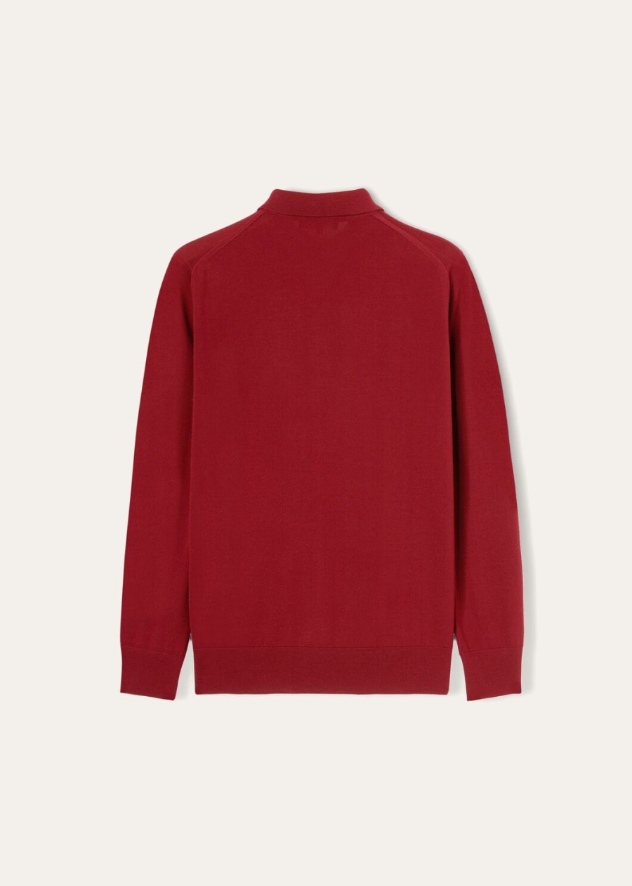 wish wollen poloshirt effen tibetaans rood