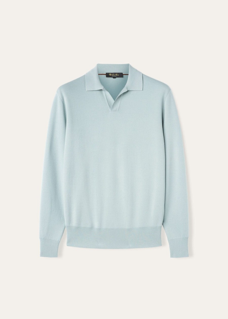 wish wollen poloshirt met knoopsluiting in de kleur minty breeze