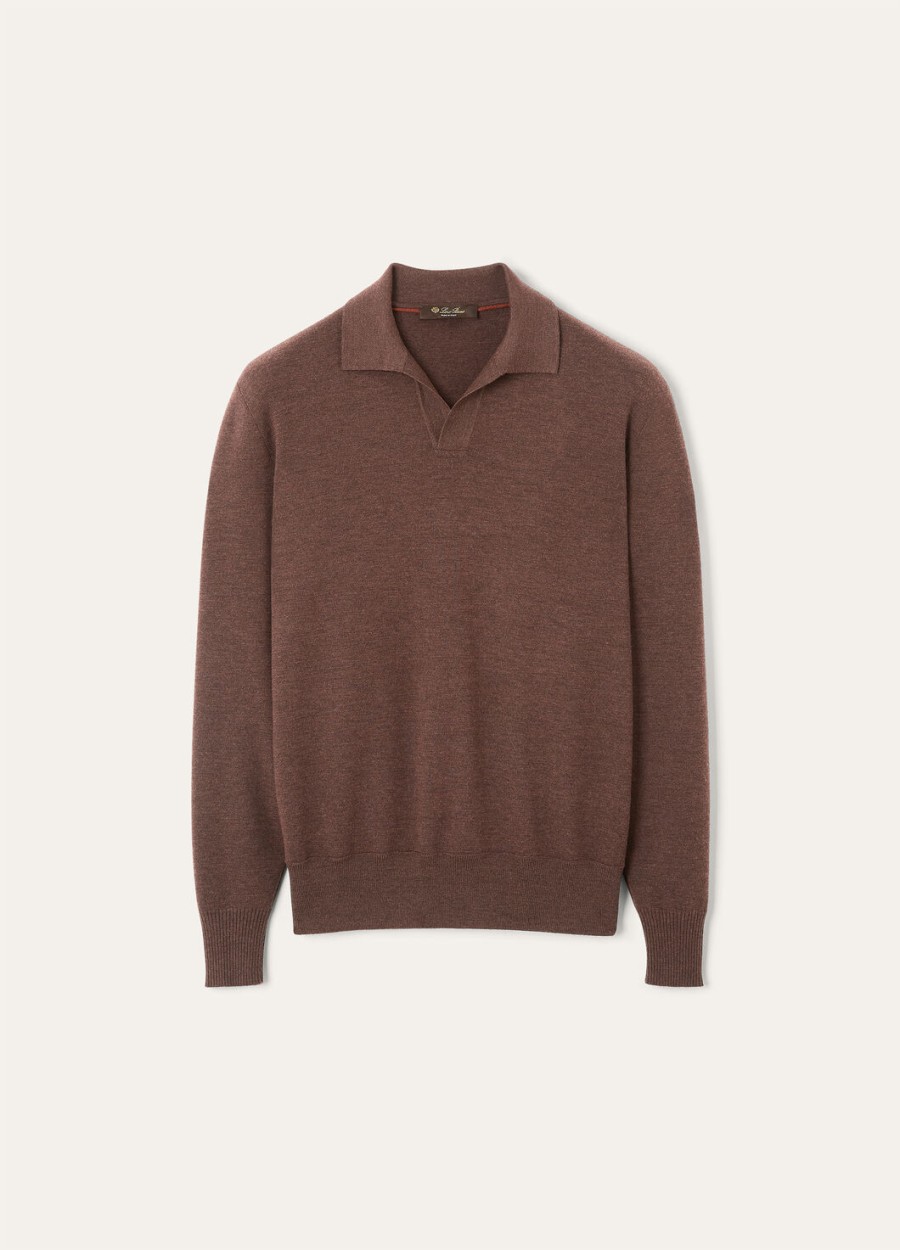 wish wollen poloshirt met sterrenmotief en anaise melange-look en knoopsluiting