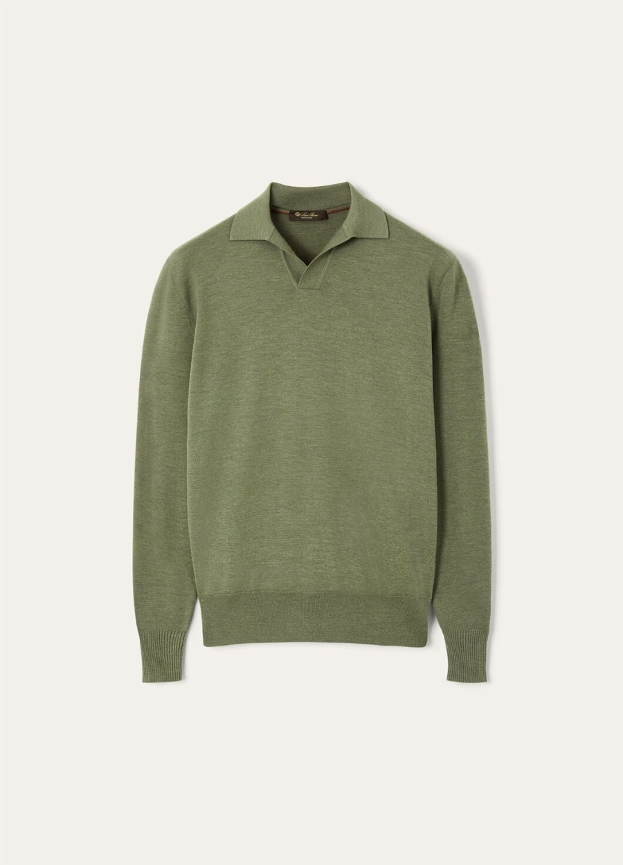 wish wollen poloshirt met knoopsluiting in de kleur lagoon flora melange