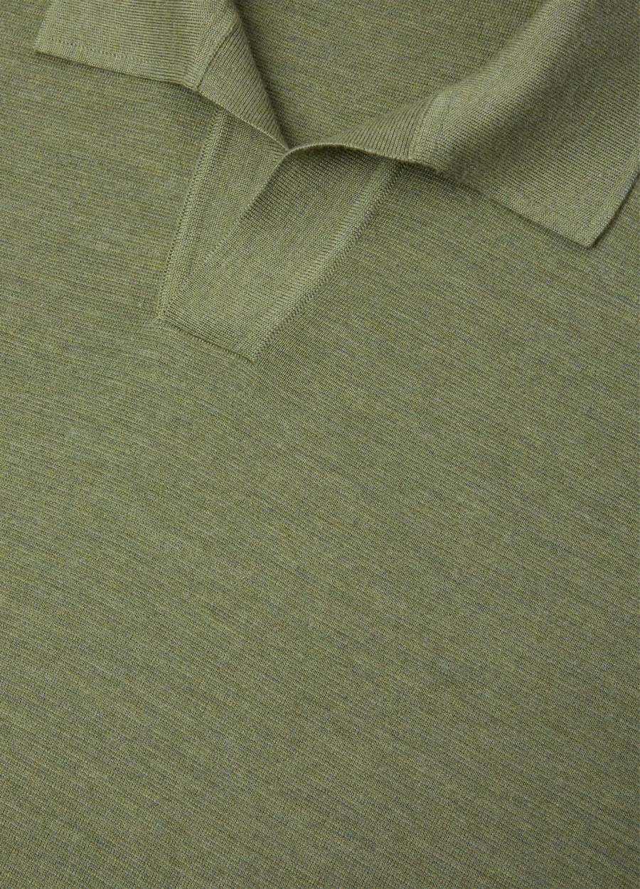 wish wollen poloshirt met knoopsluiting in de kleur lagoon flora melange