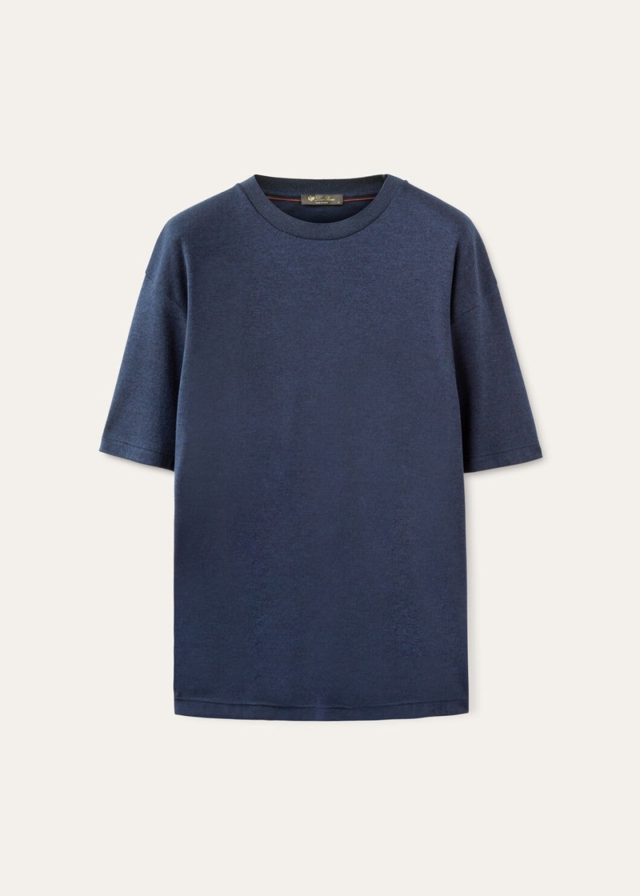 philion zijden kasjmier t-shirt ombré blauw