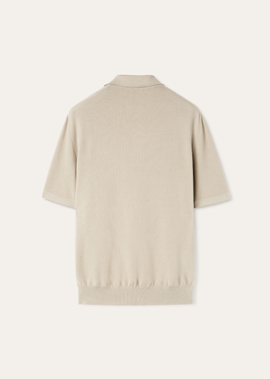 polo shirt zonder knopen katoen zijde crème