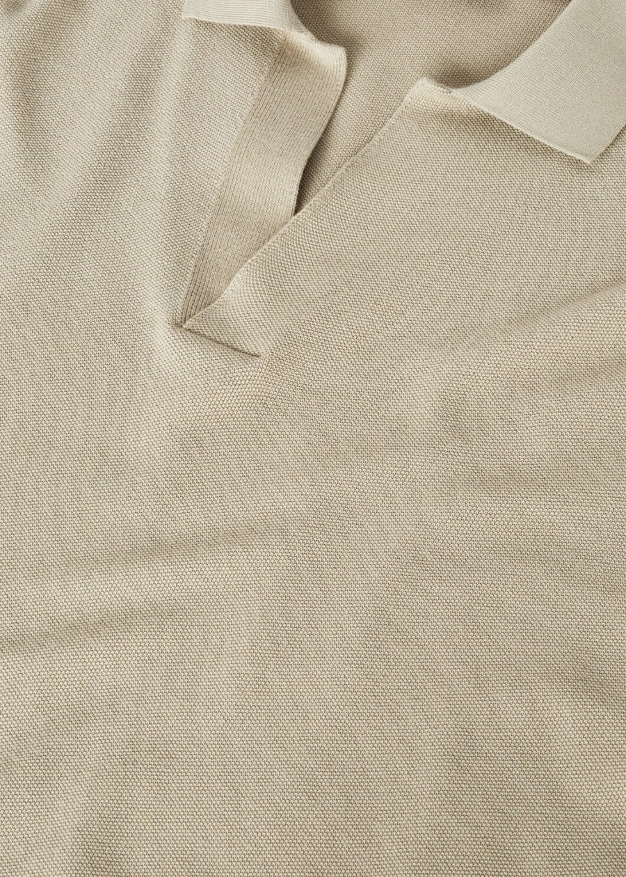 polo shirt zonder knopen katoen zijde crème