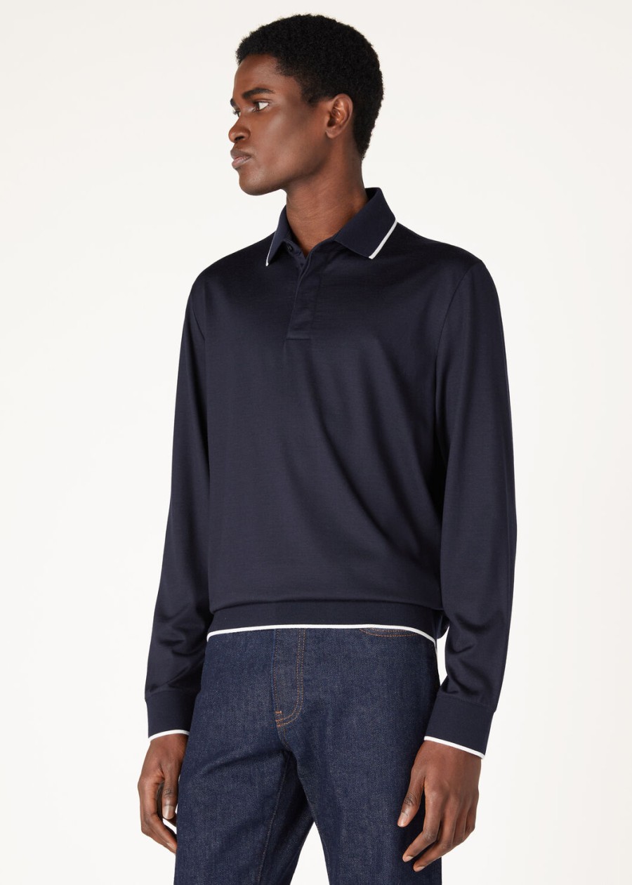 waitaki wish wollen poloshirt marineblauw