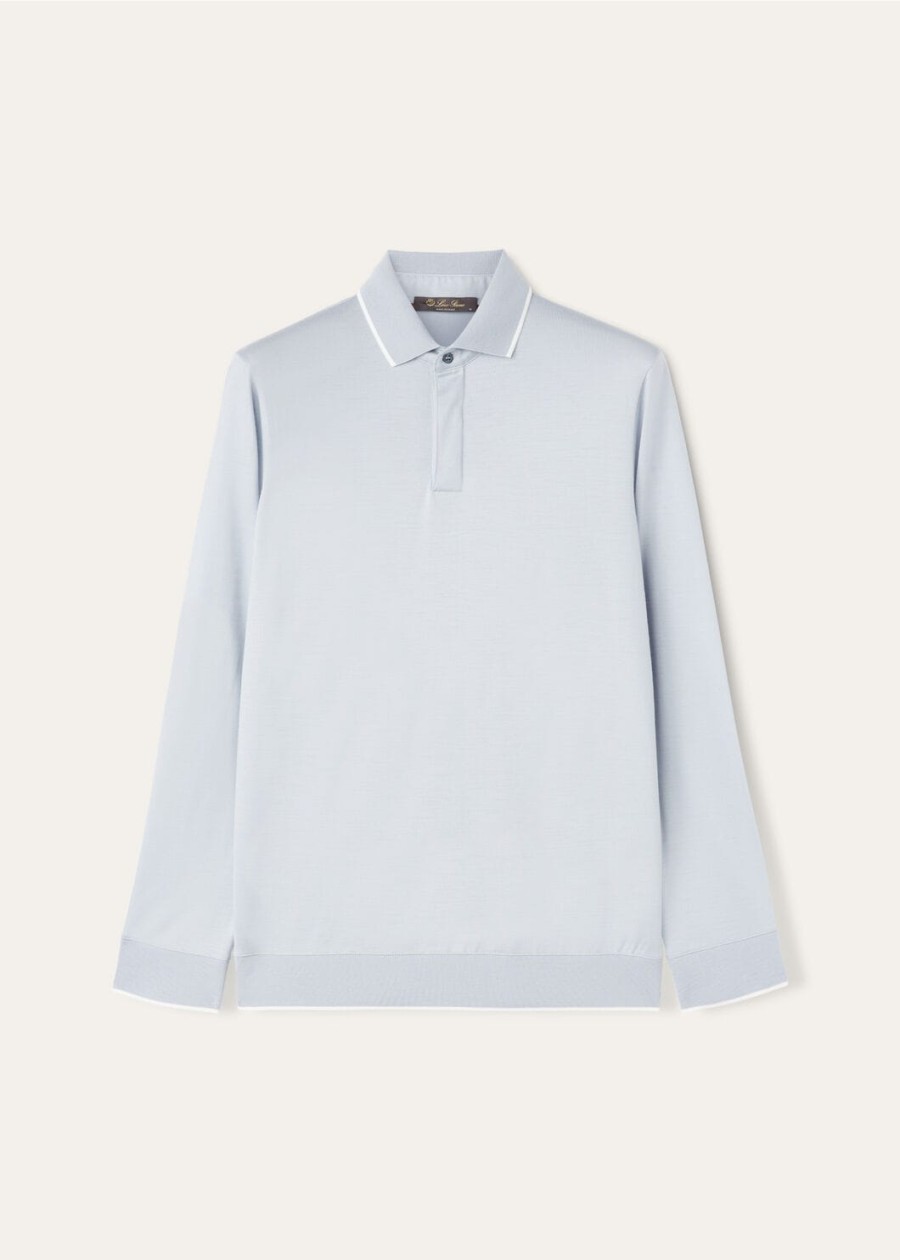 waitaki wish wollen poloshirt in de kleur dewdrop blue