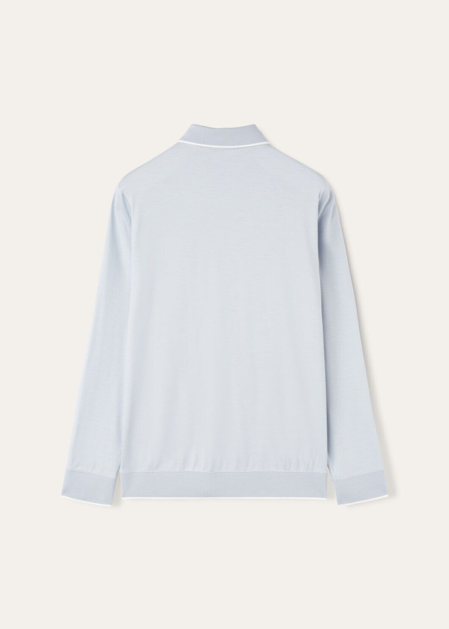 waitaki wish wollen poloshirt in de kleur dewdrop blue