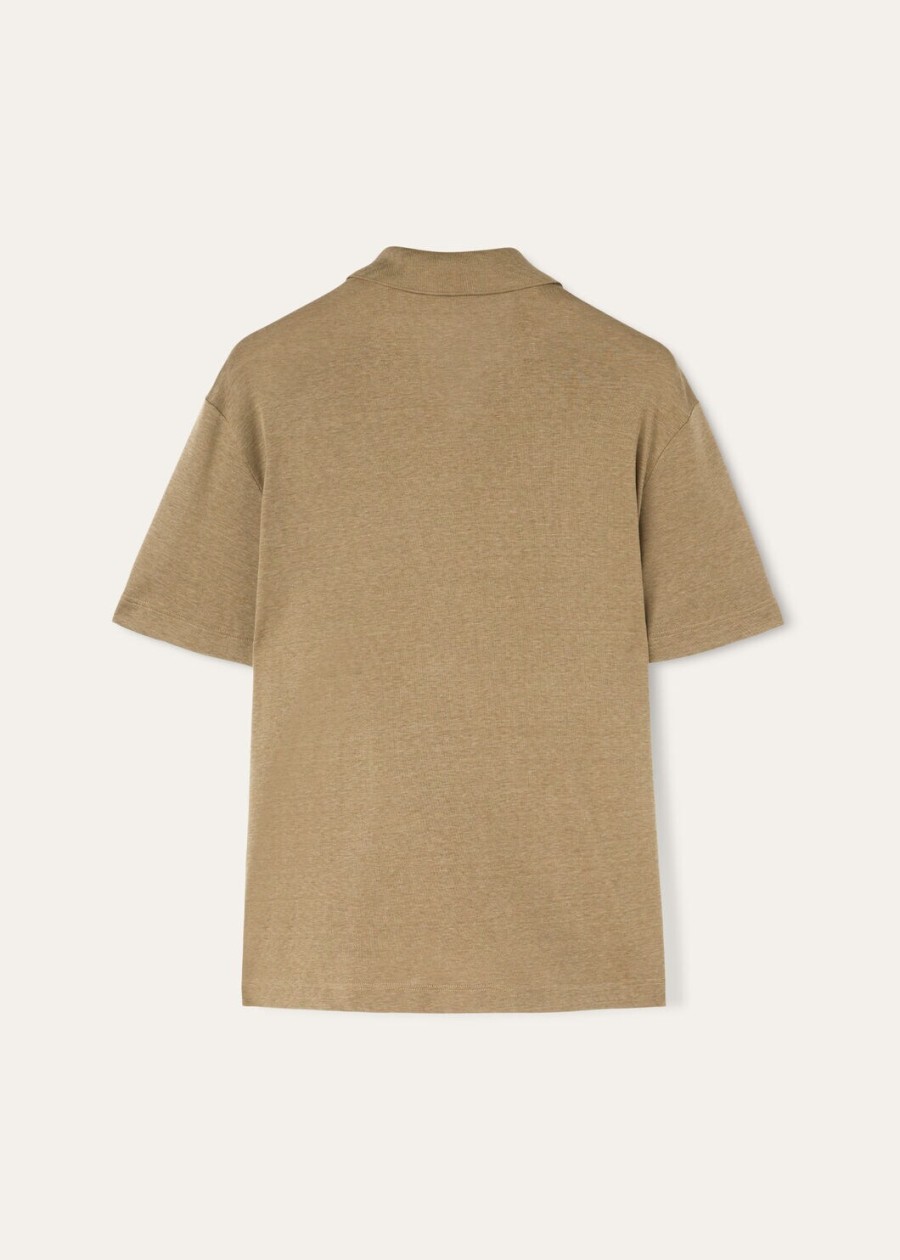 valpiana polo shirt van katoen en zijde in stoffig kaki