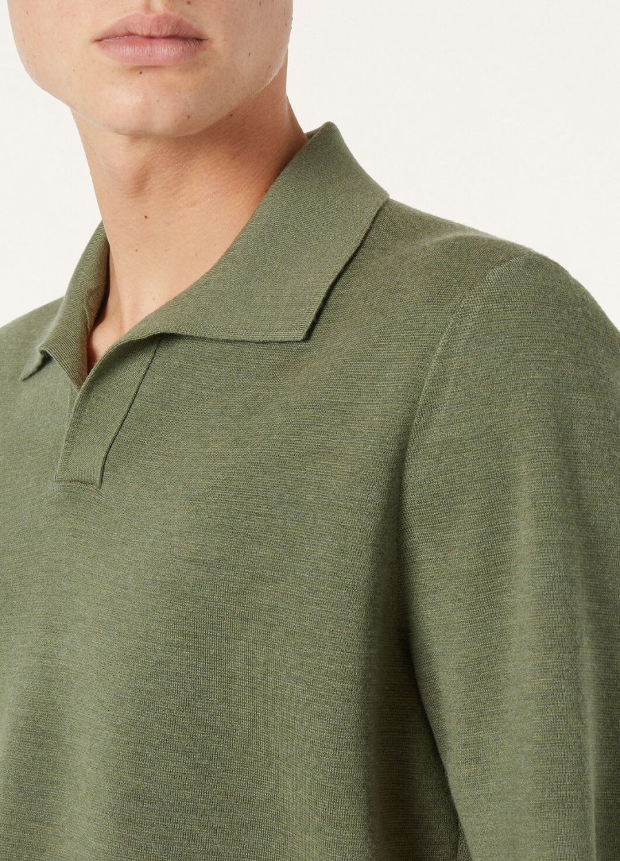 empire wish wollen poloshirt met lagune-flora-melangeprinte afwerking