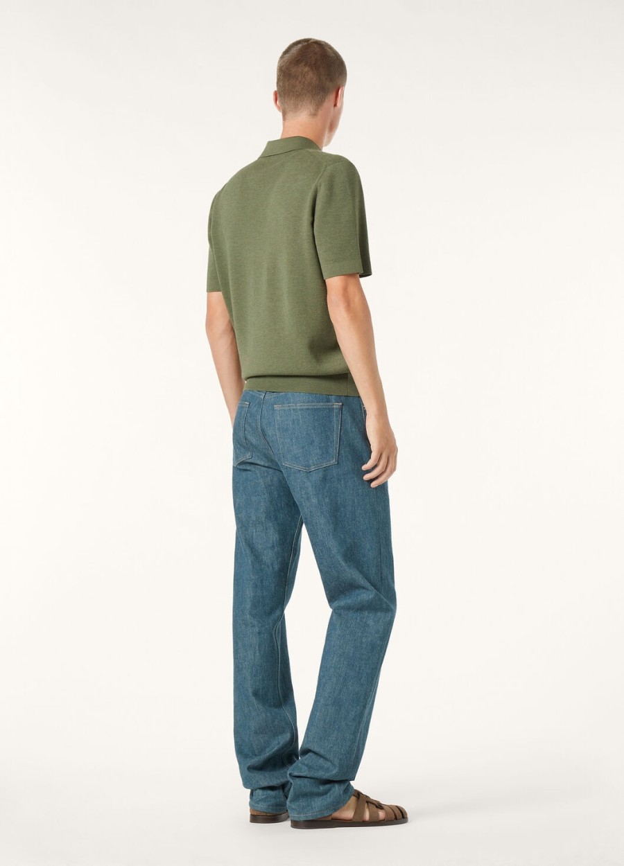 empire wish wollen poloshirt met lagune-flora-melangeprinte afwerking