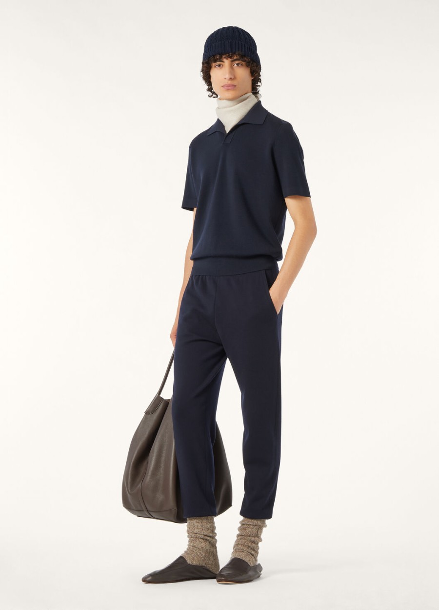 empire wish wollen poloshirt in marineblauw