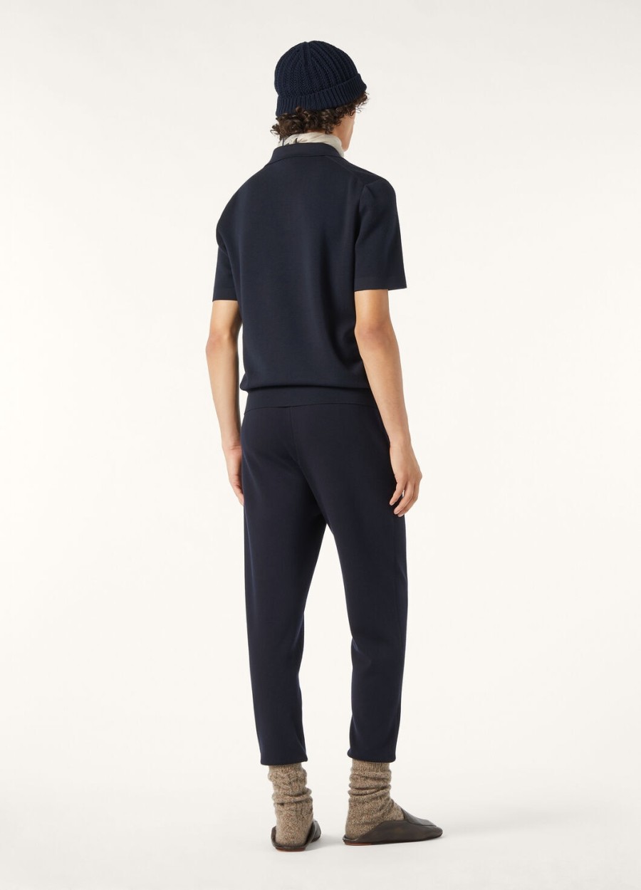 empire wish wollen poloshirt in marineblauw